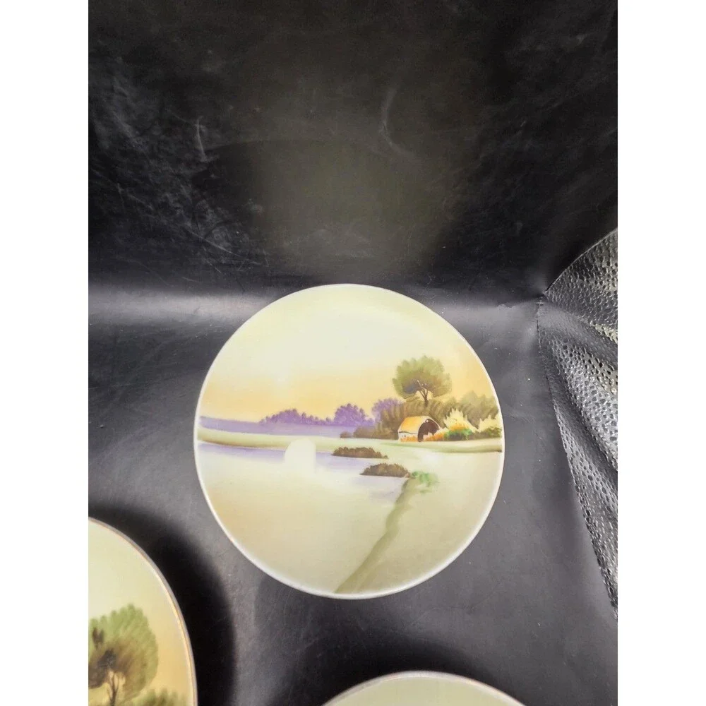 Vintage Meito China Porcelain Hand Painted Plates Lot of 3 made in Japan 6 Inch